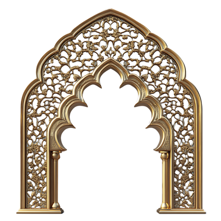 a golden arch with an intricate design