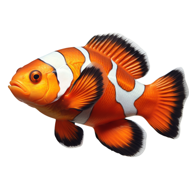 an orange clown fish on a white background