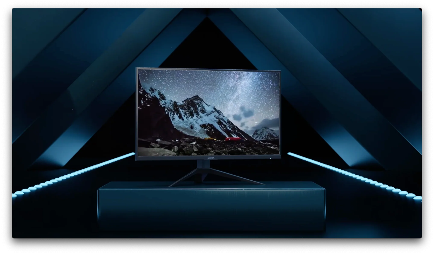 a tv on display in a dark room
