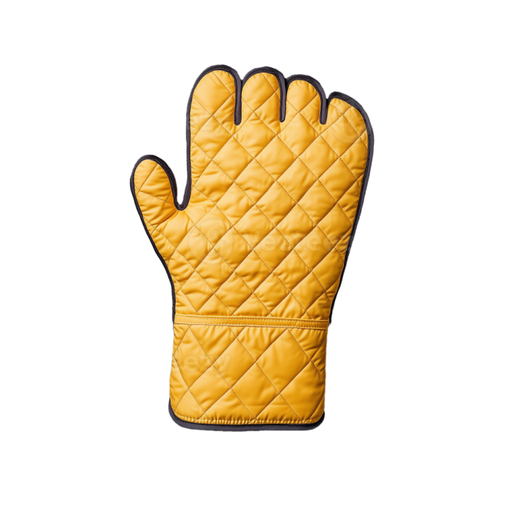a pair of yellow gloves on a white background