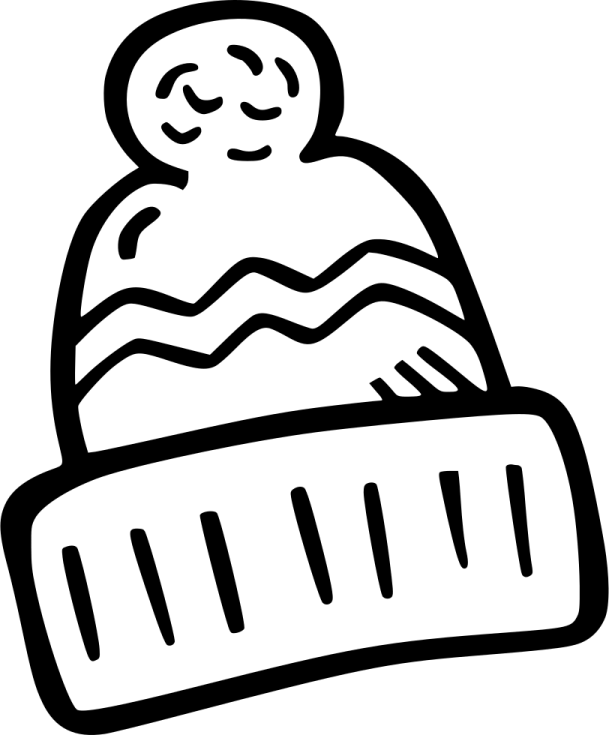 a black and white drawing of a winter hat