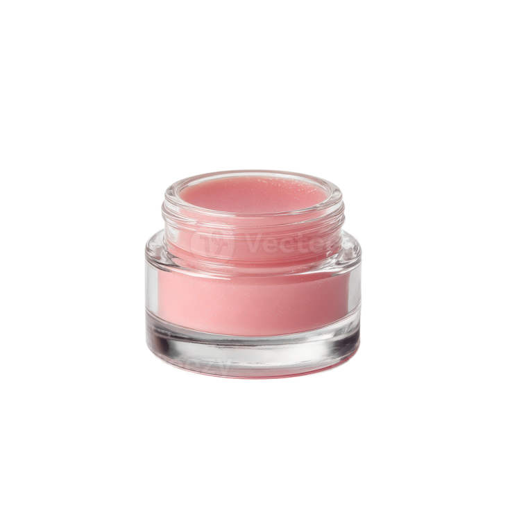 a close up of a pink lip with a white background