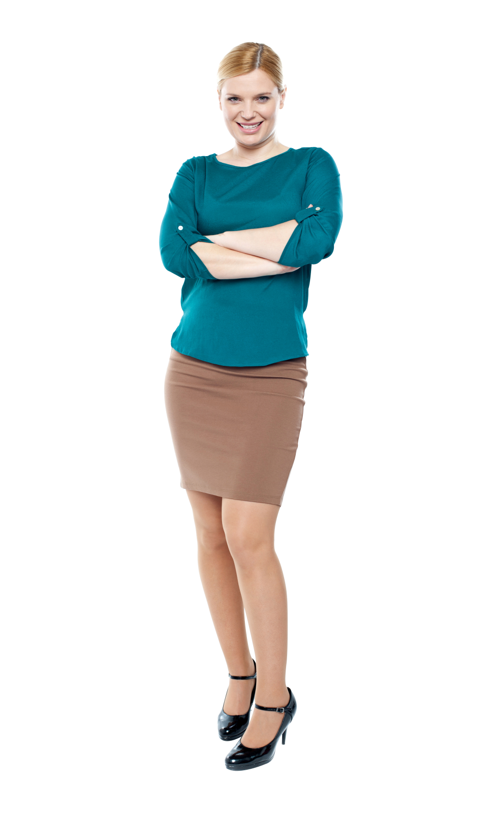 a woman standing with her arms crossed