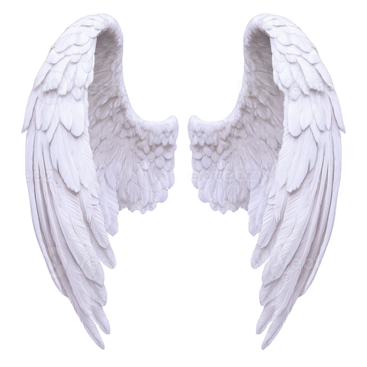 two white angel wings on a white background