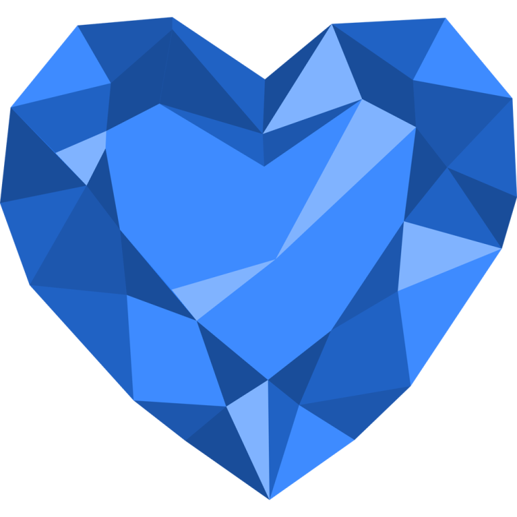 a blue heart made of triangles