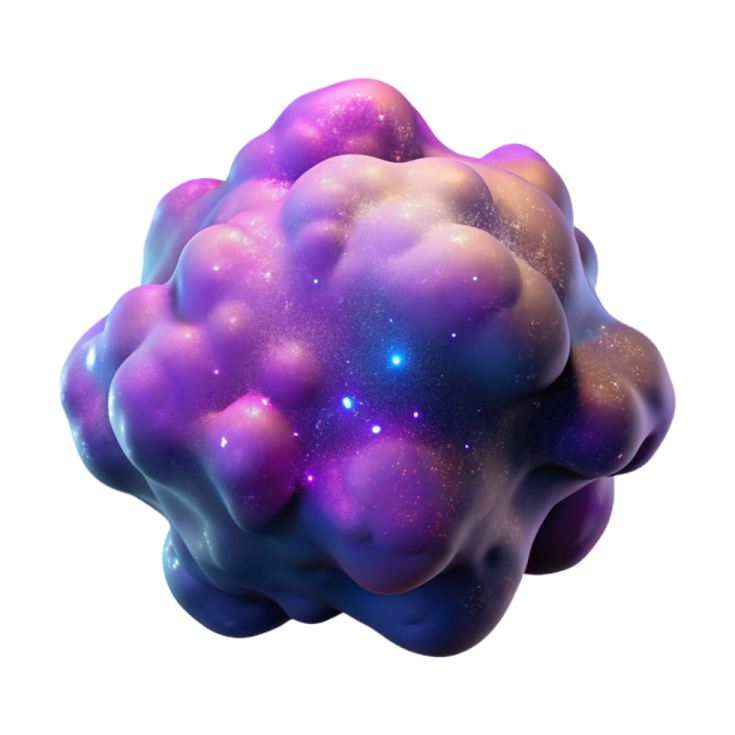 a purple and blue cloud with stars