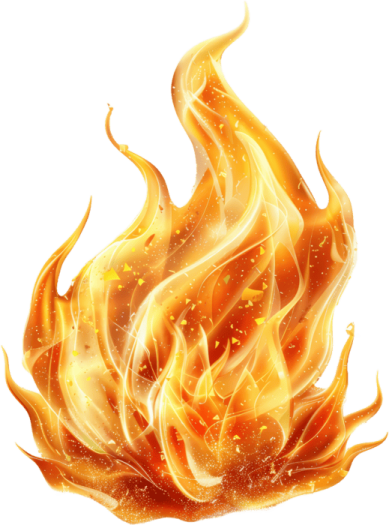 a burning fire on a white background