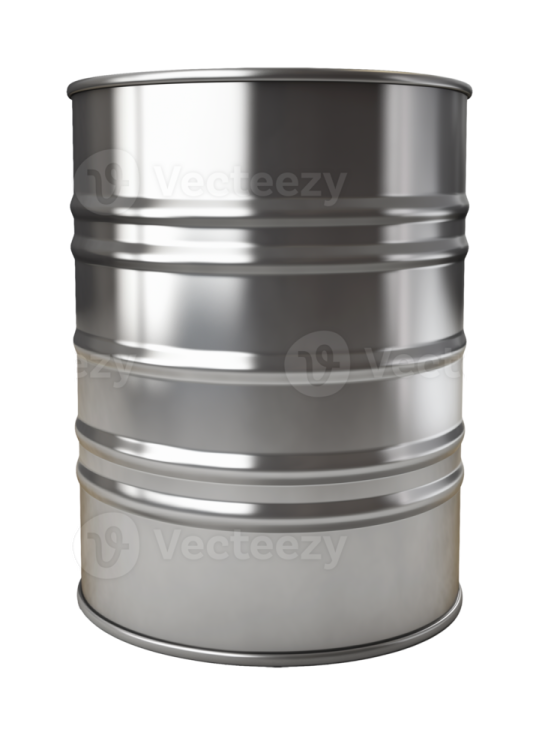 a metal barrel on a white background