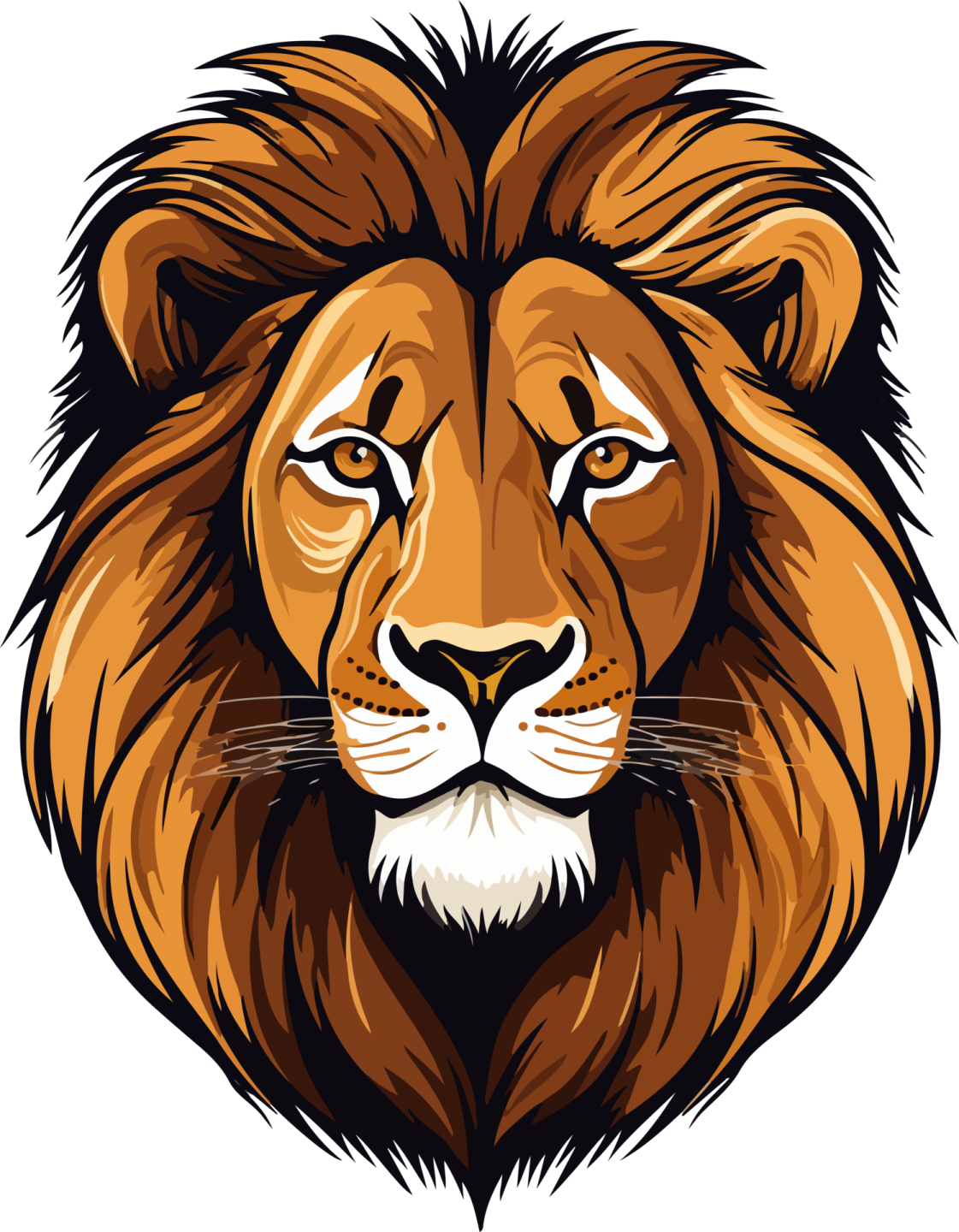 a lion head on a white background