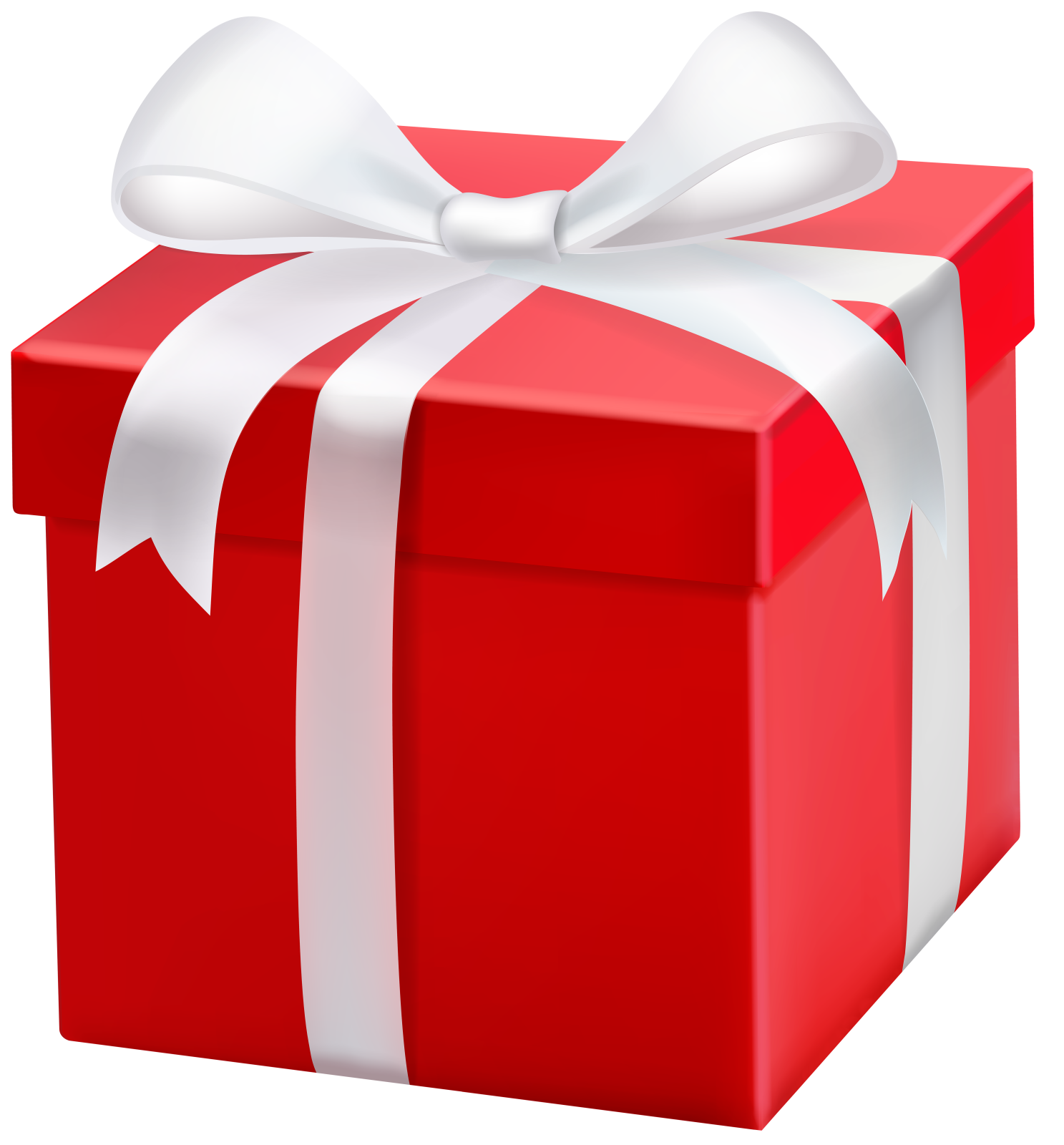 a red gift box with a white bow