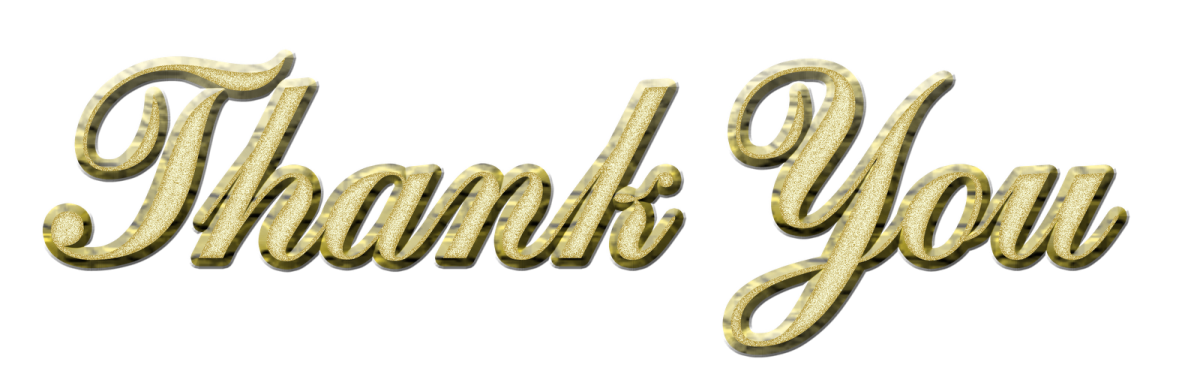 a gold thank sign with the word thank