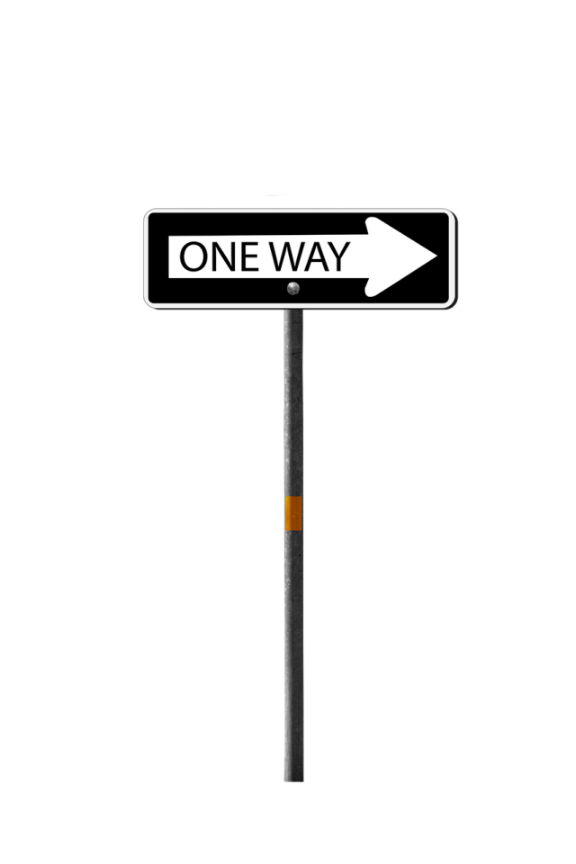a street sign with an arrow pointing to one way