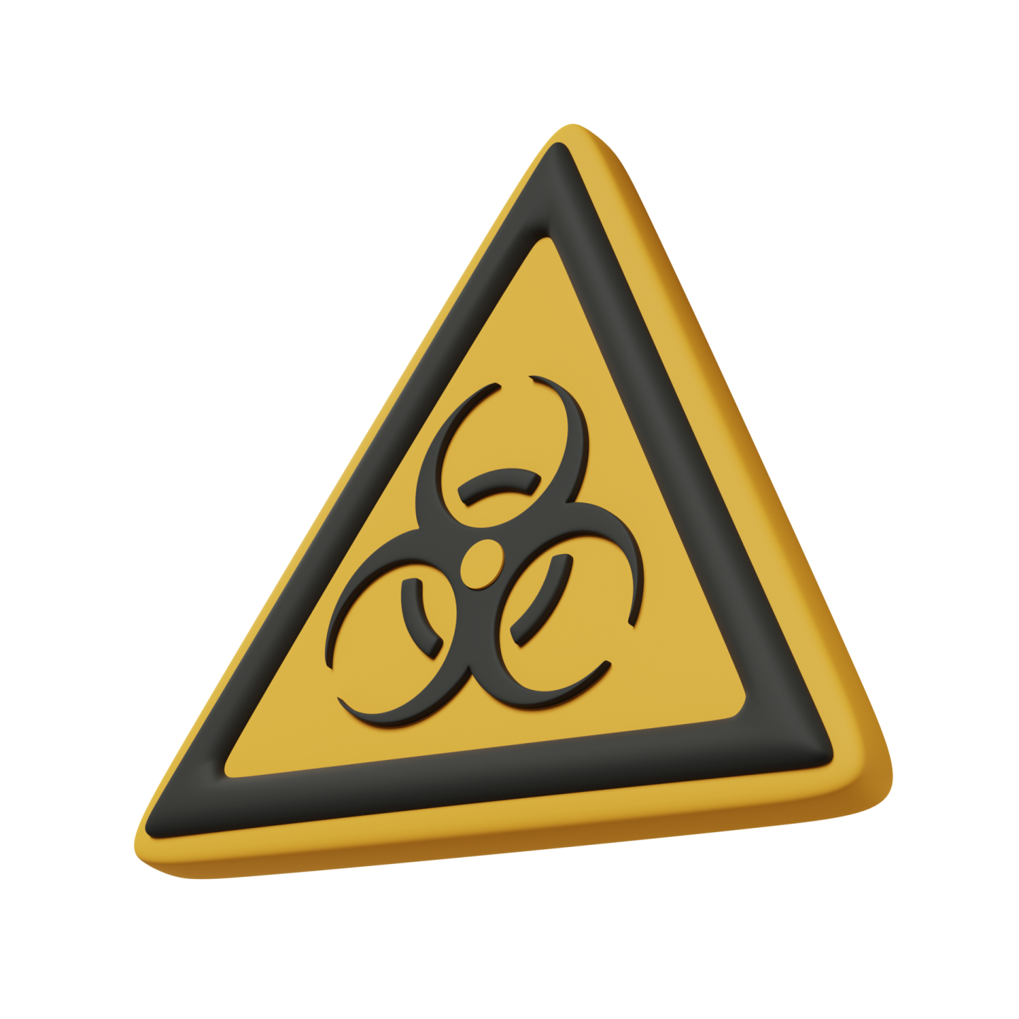 a yellow triangle with a bio symbol on it