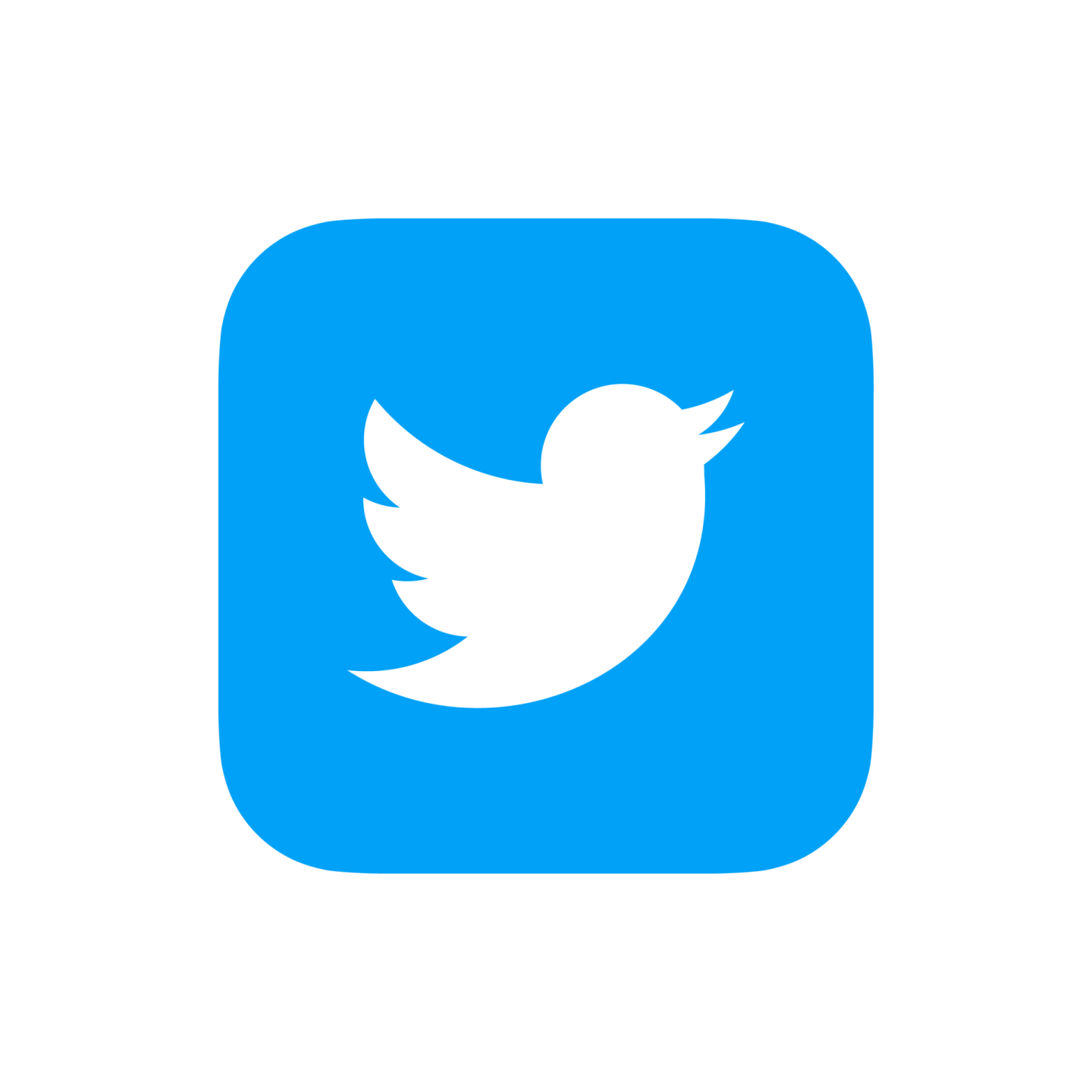 a blue twitter logo on a white background