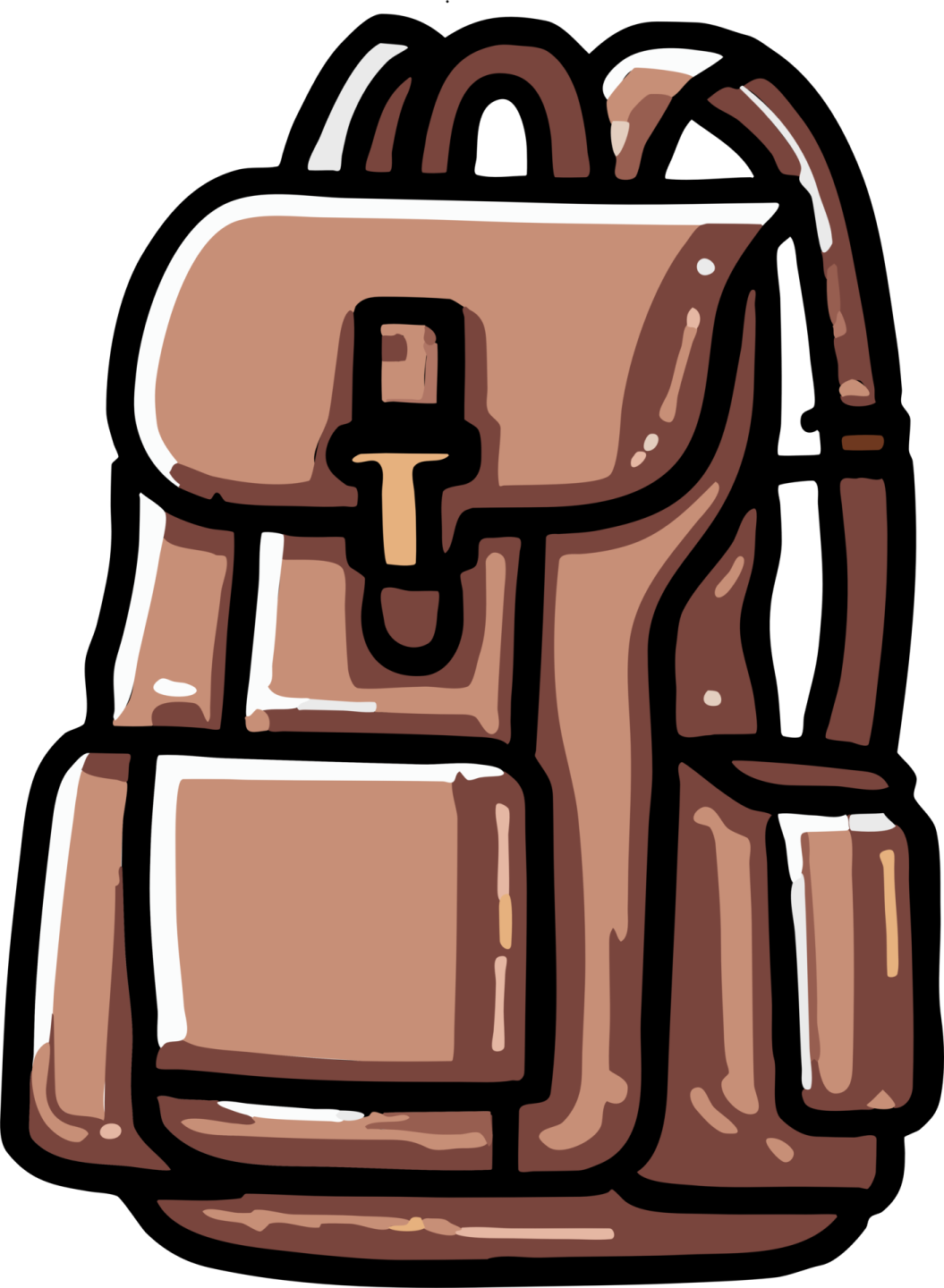 a brown backpack on a white background