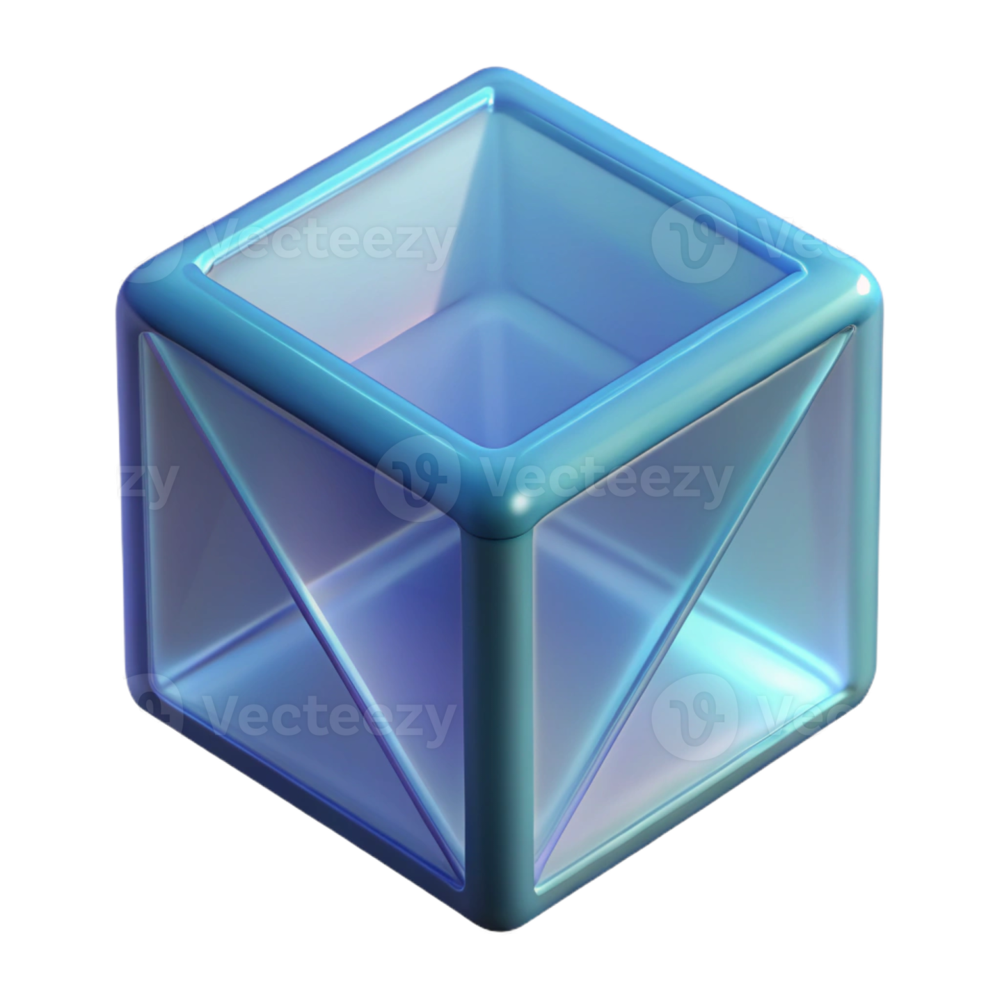 a blue cube on a white background