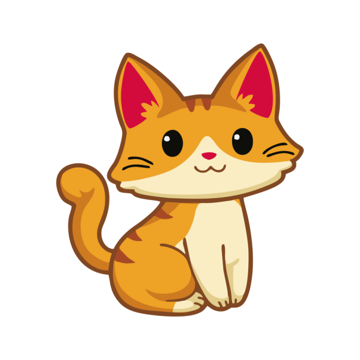a cartoon cat sitting on the floor