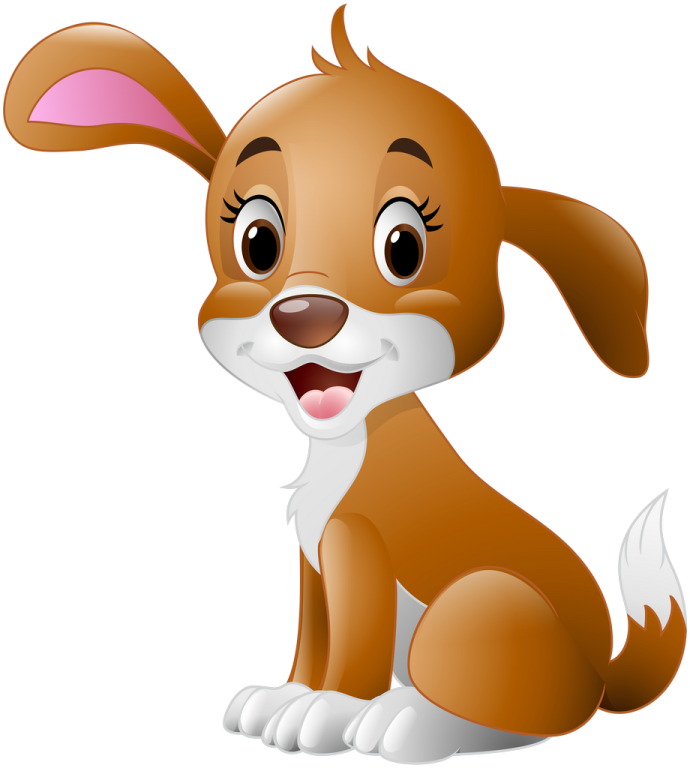 a cartoon dog sitting on the floor