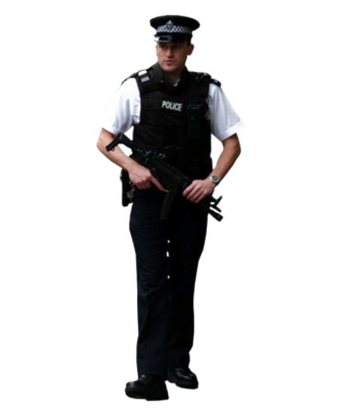 a man in a police uniform standing with his hands on his hips