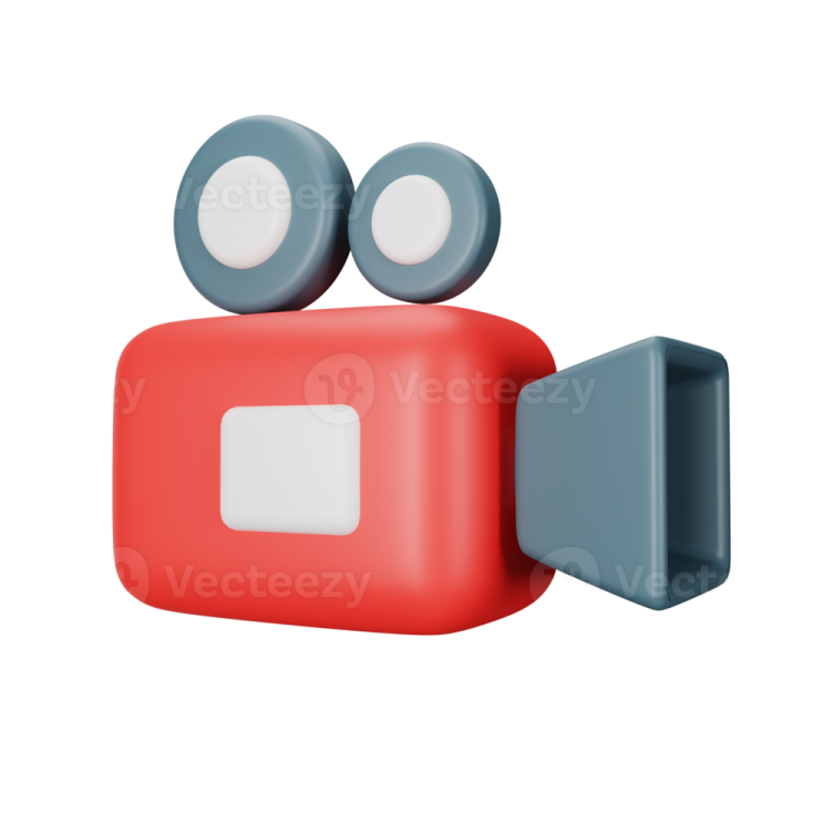 a red camera with two lenses on it