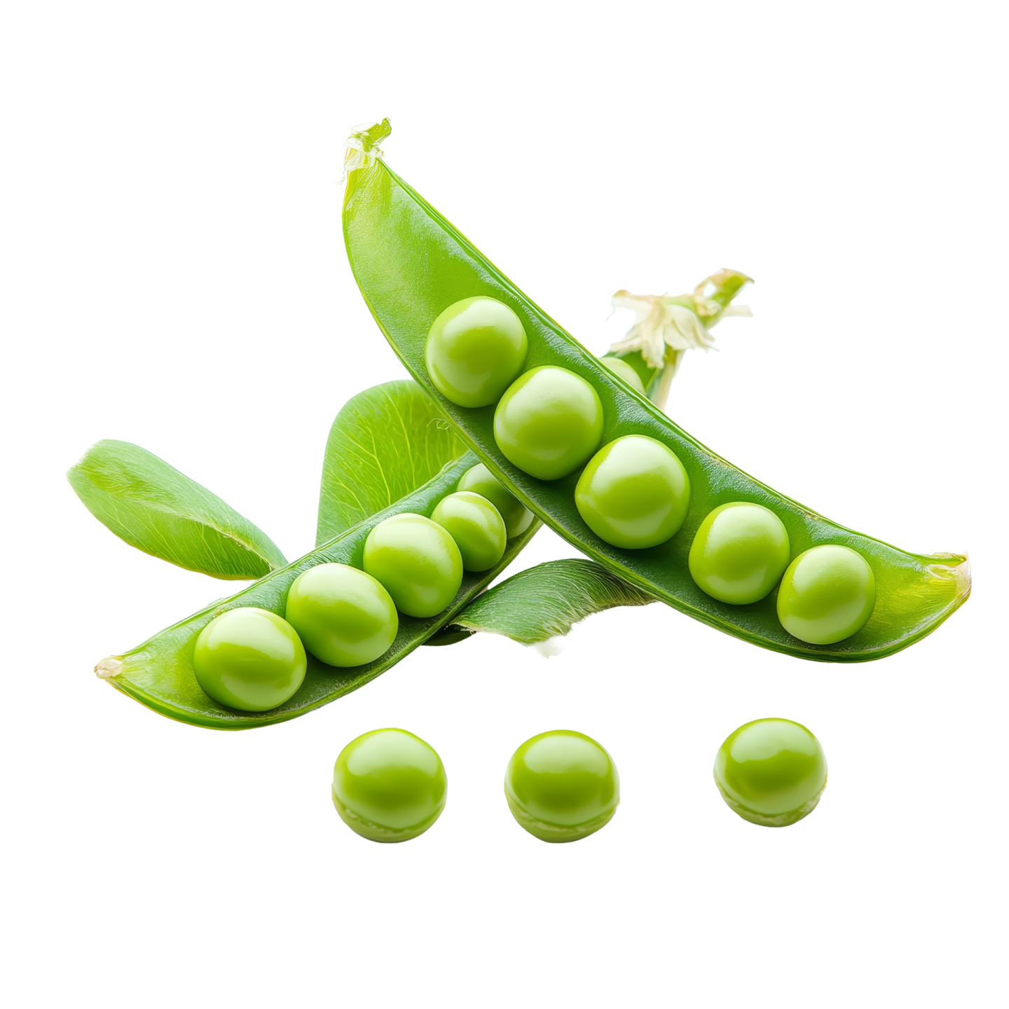 green peas on a white background