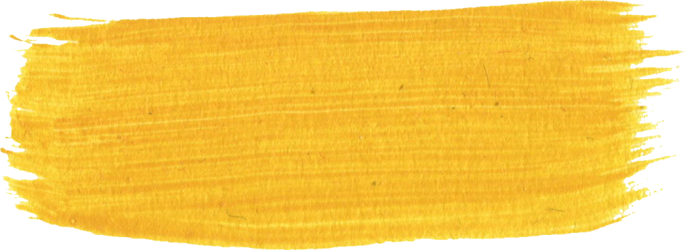 a yellow paint brush stroke on a white background