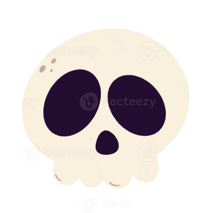 a white skull with black eyes