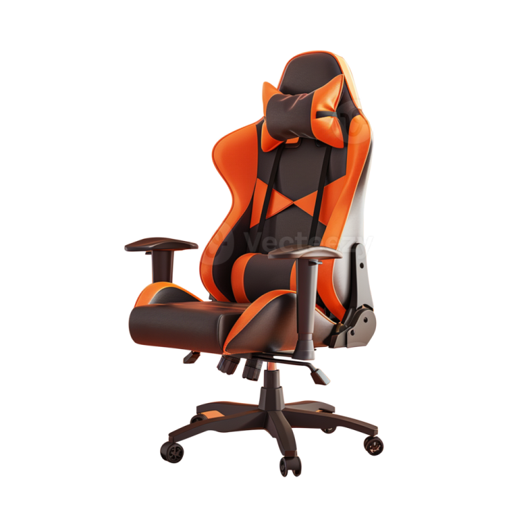 an orange and black office chair