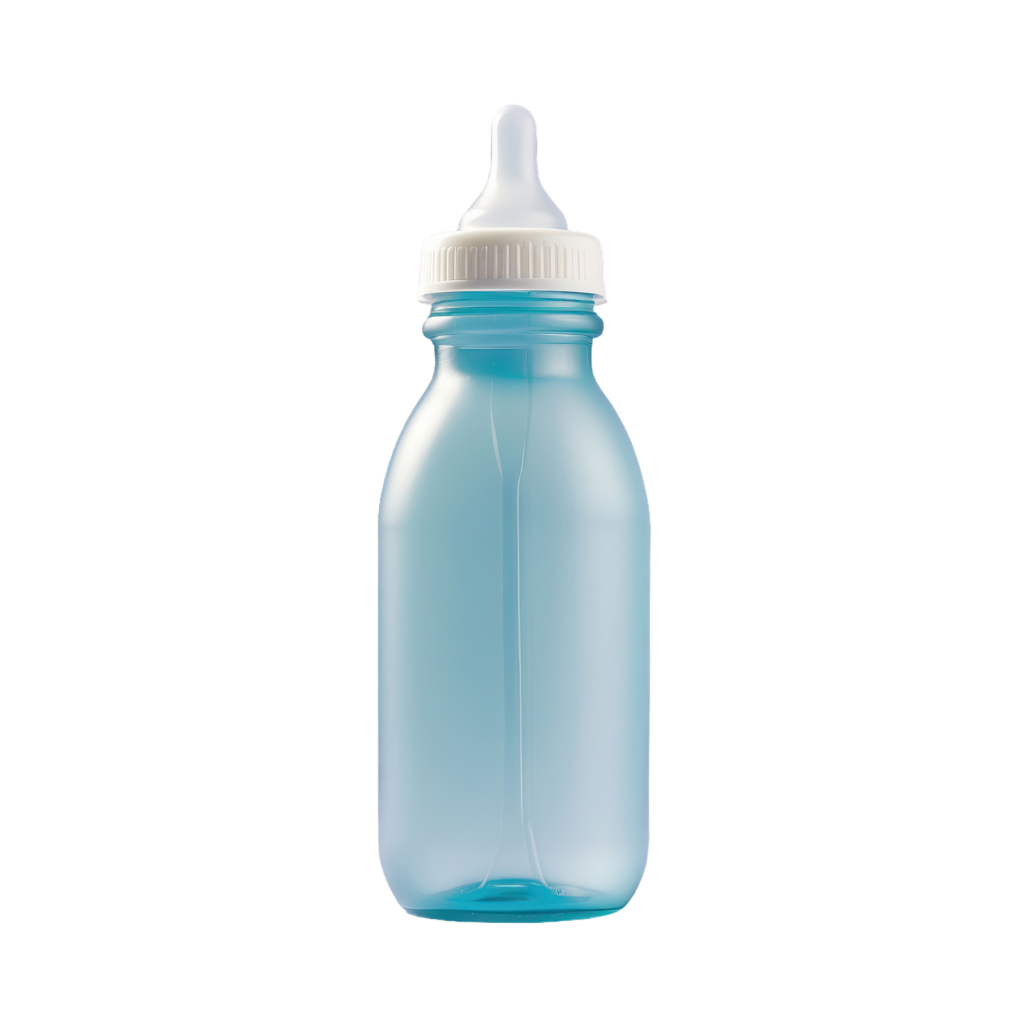a blue plastic bottle with a white lid