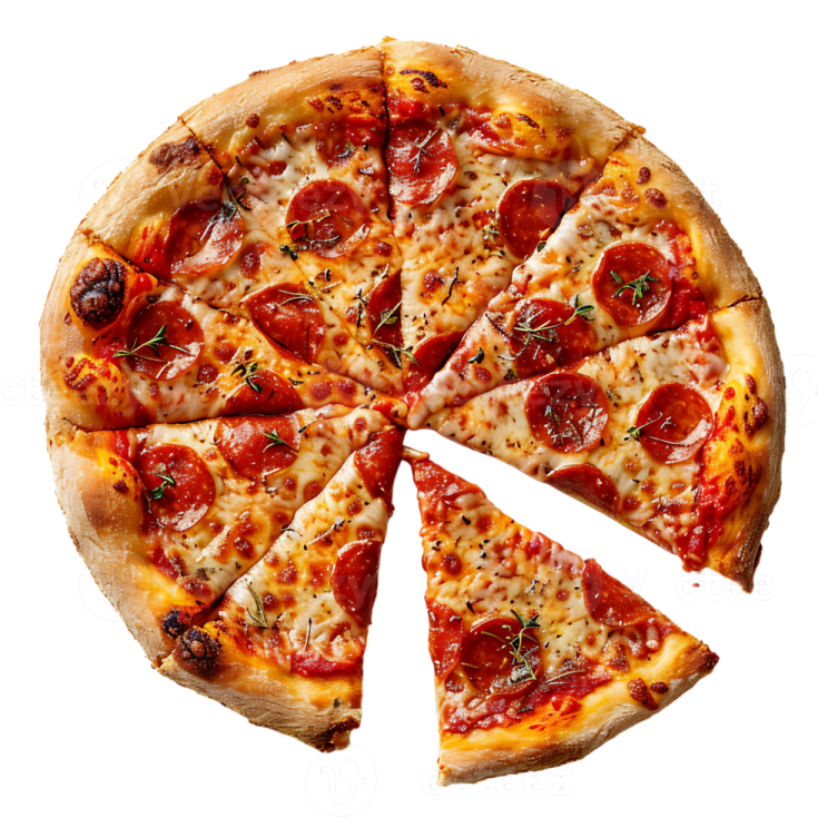 a slice of pizza on a white background