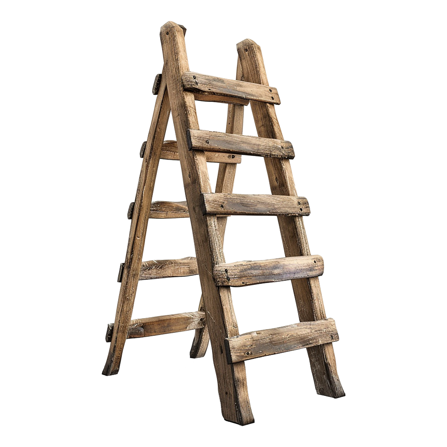an old wooden ladder on a white background