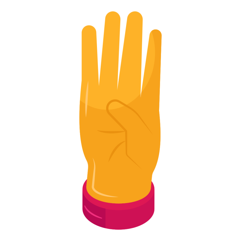 a yellow glove on a white background