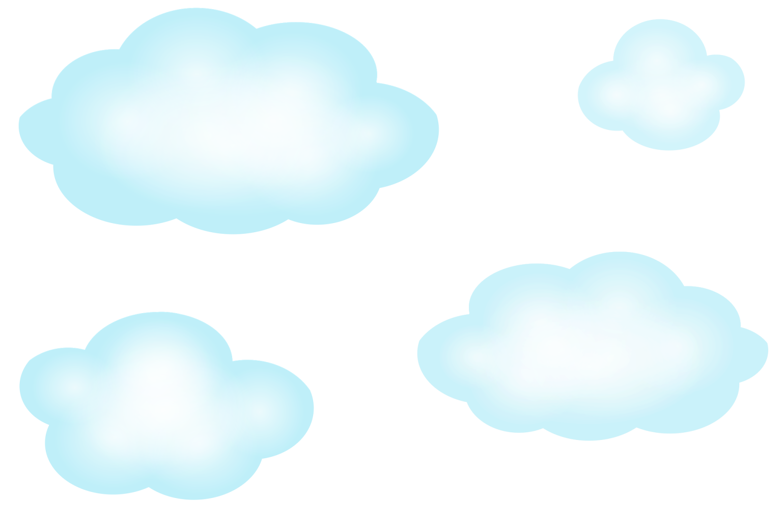 a set of four blue clouds