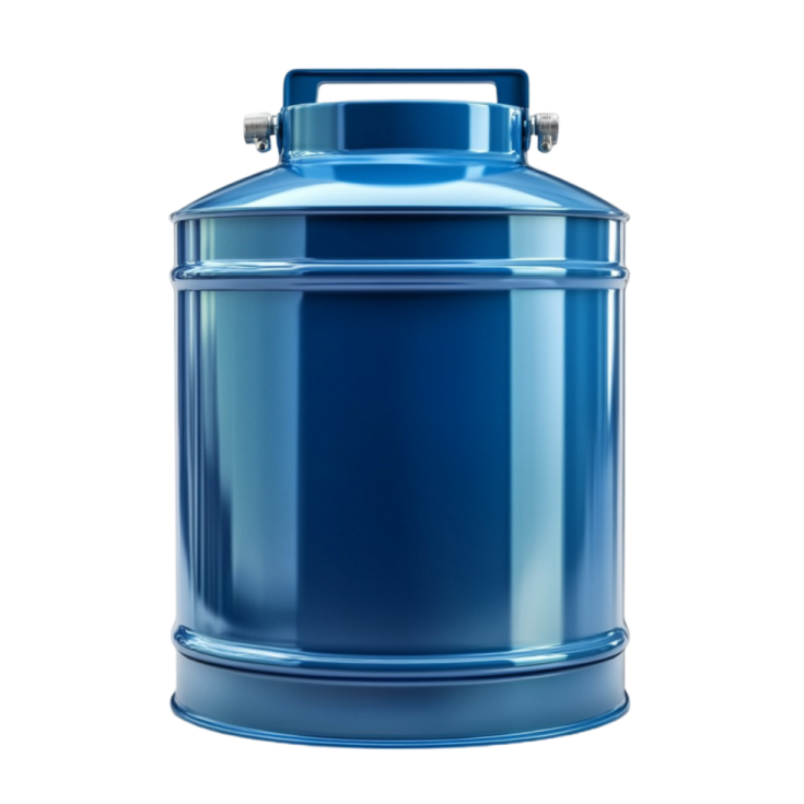 a blue canister on a white background