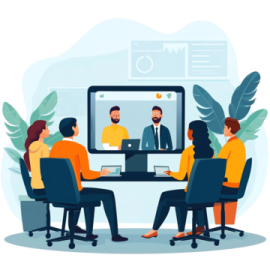 a group of people sitting around a conference table