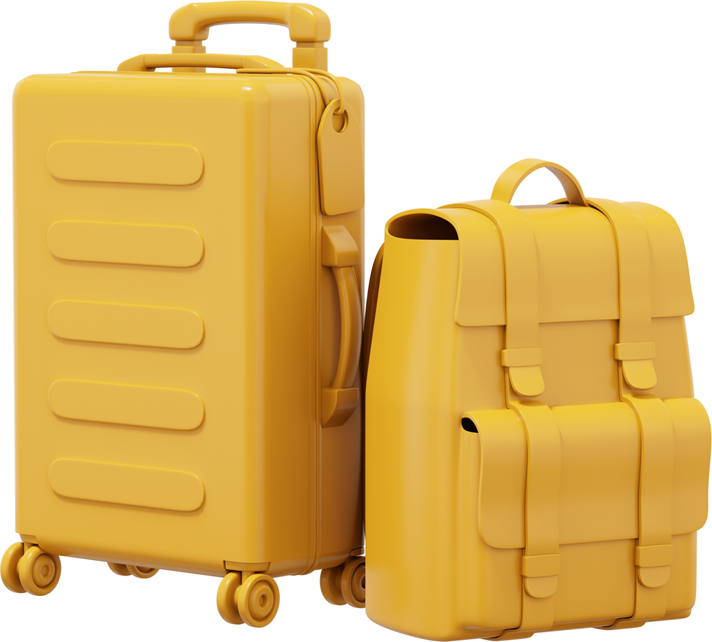 two yellow suitcases