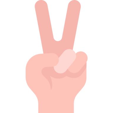 a hand showing the peace sign
