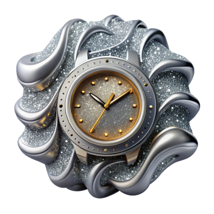 a clock made out of silver and gold