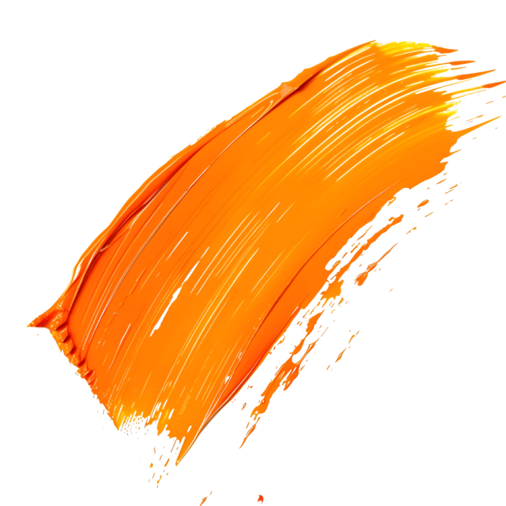 an orange paint stroke on a white background