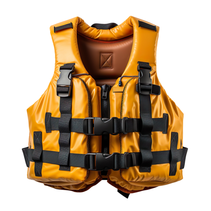 an orange life vest on a white background