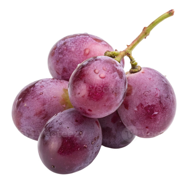 a bunch of grapes on a white background
