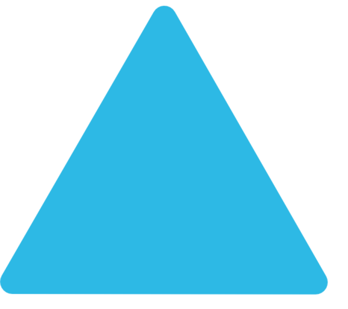 a blue triangle on a white background