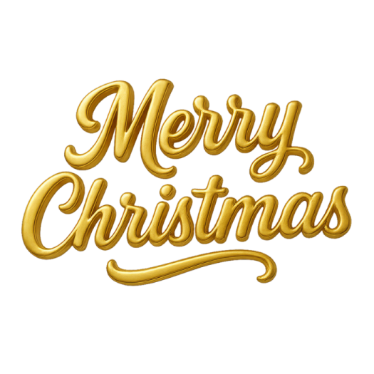 gold merry christmas lettering on white background