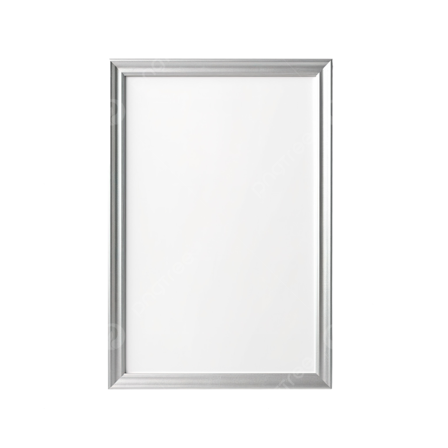 a silver frame on a white background