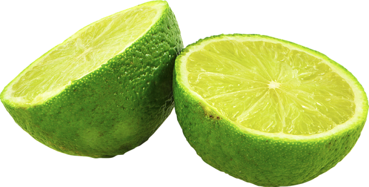 two limes on a white background