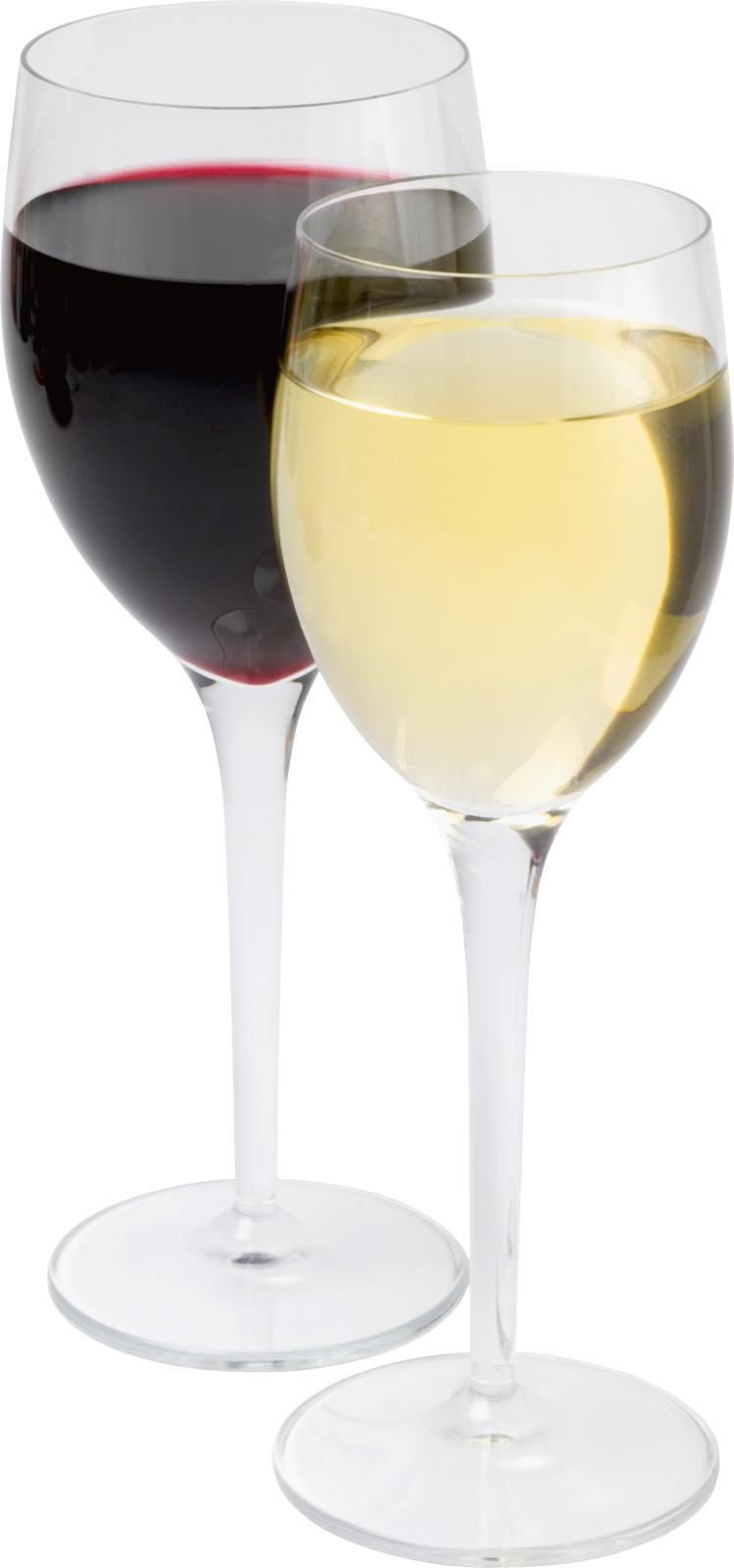 two glasses of white and red wine