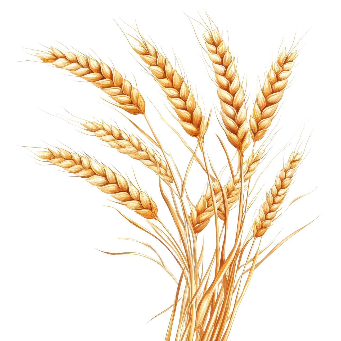 a bunch of wheat on a white background