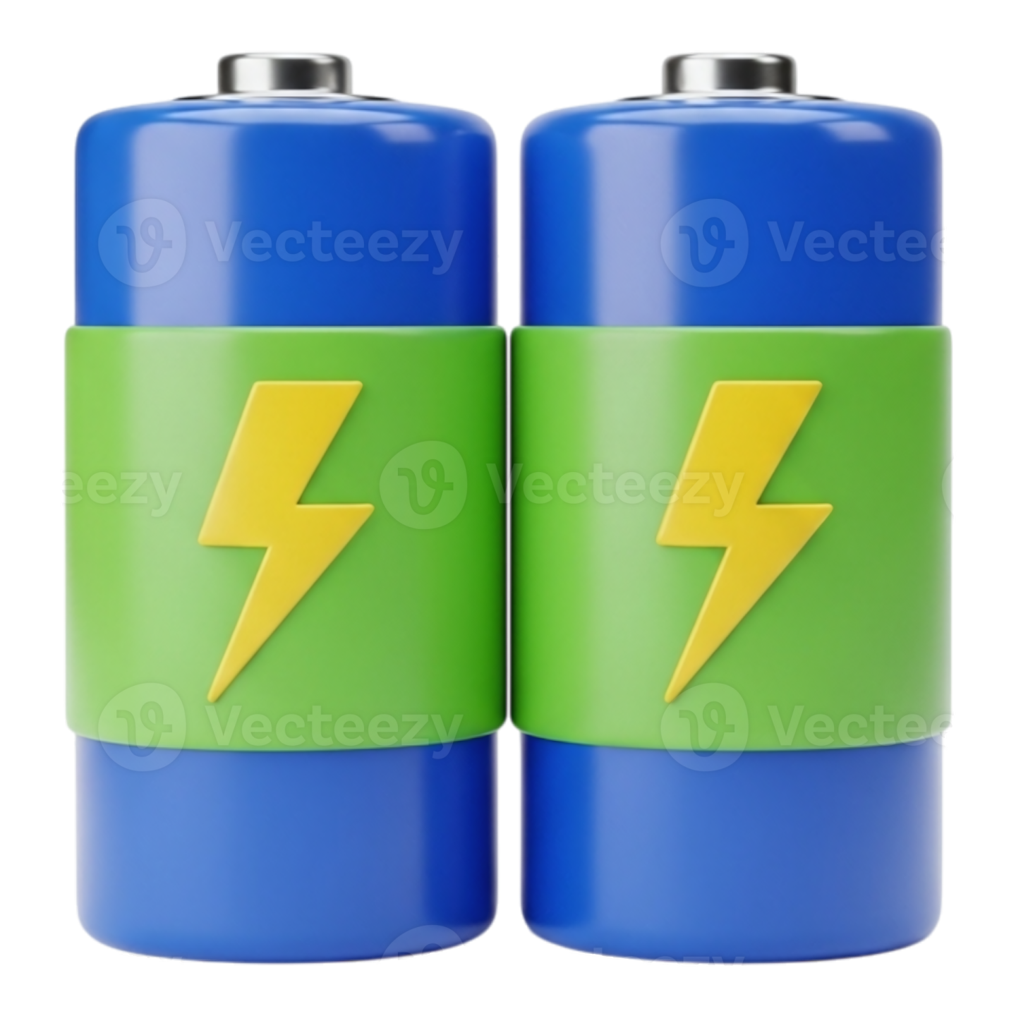 two batteries with lightning symbol on them
