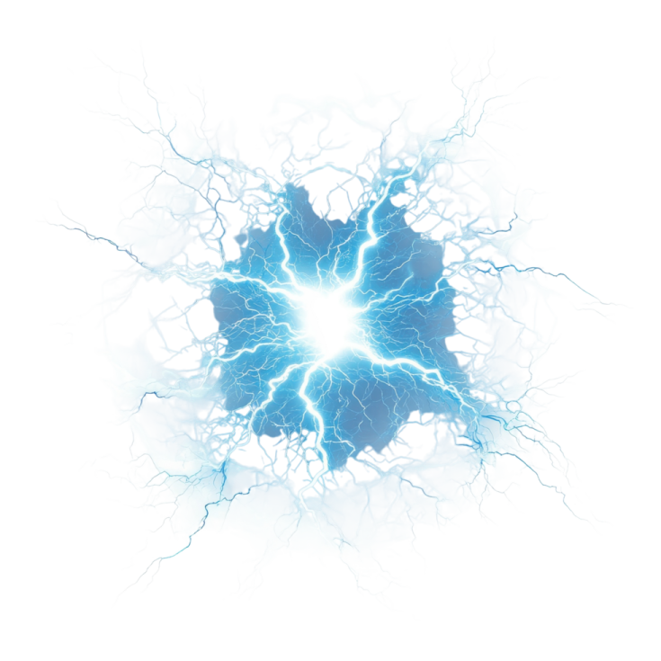 a blue lightning bolt in the center of a white background