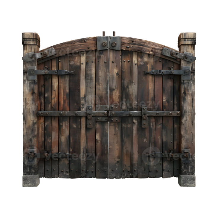 an old wooden door on a white background